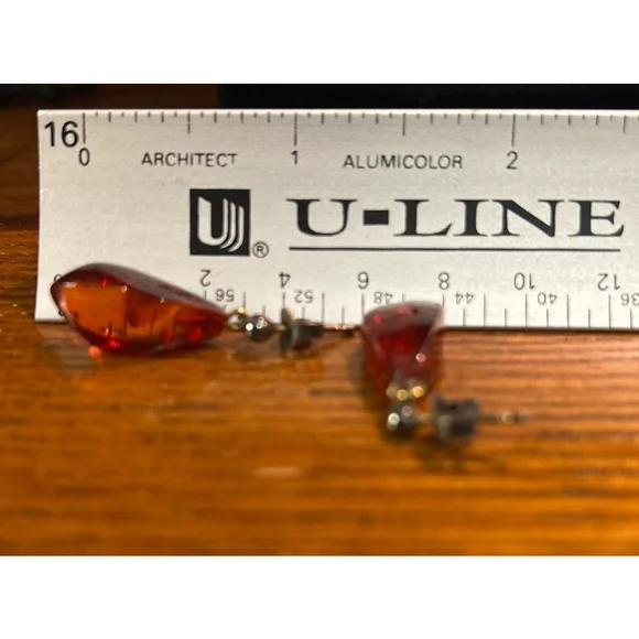 Women's vintage Amber Teardrop Dangle Earrings One Size - Picture 4 of 4